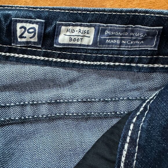 Miss Me MP724982 Pearl & Rhinestone Front Pocket Dark Wash Bootcut Jeans. - Picture 7 of 16